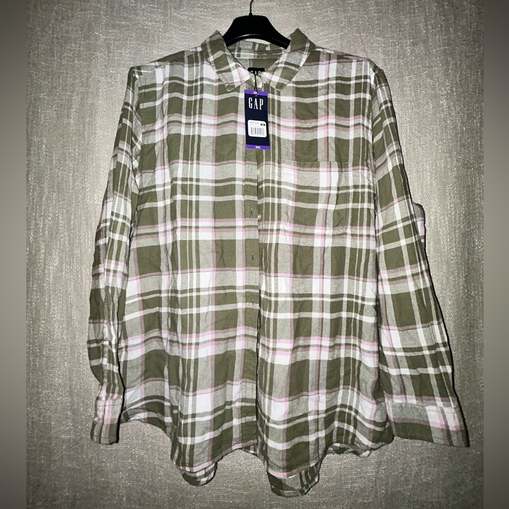 GAP Flannel size XXL new with tags women’s green and pink plaid